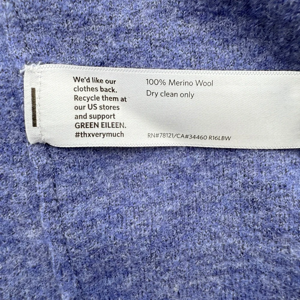 Eileen Fisher Women's S Small Merino Wool Open Front Cardigan Sweater Knit Blue‎